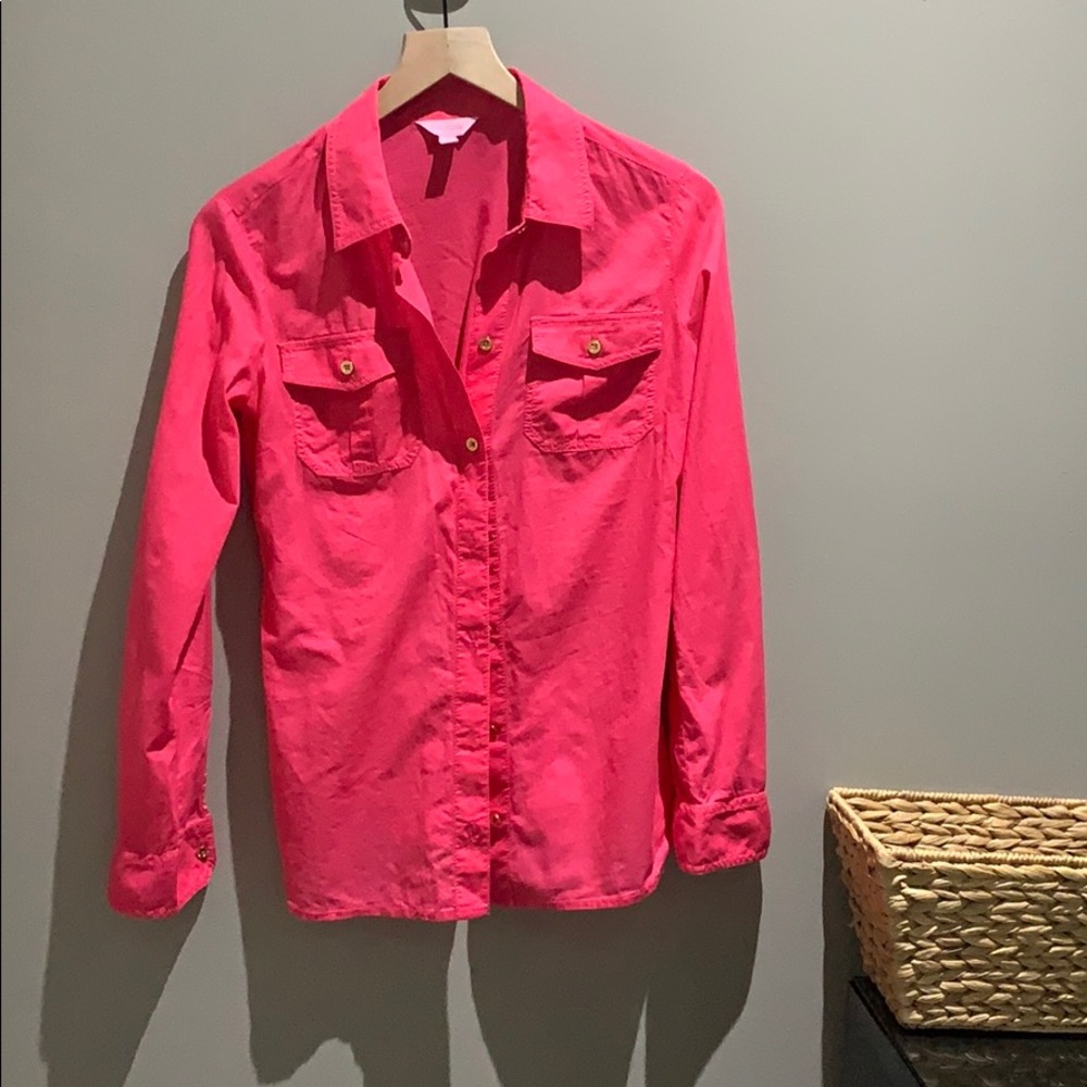 Lilly pulitzer hot pink cotton shirt